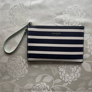 Kate Spade Blue and White Striped Wristlet